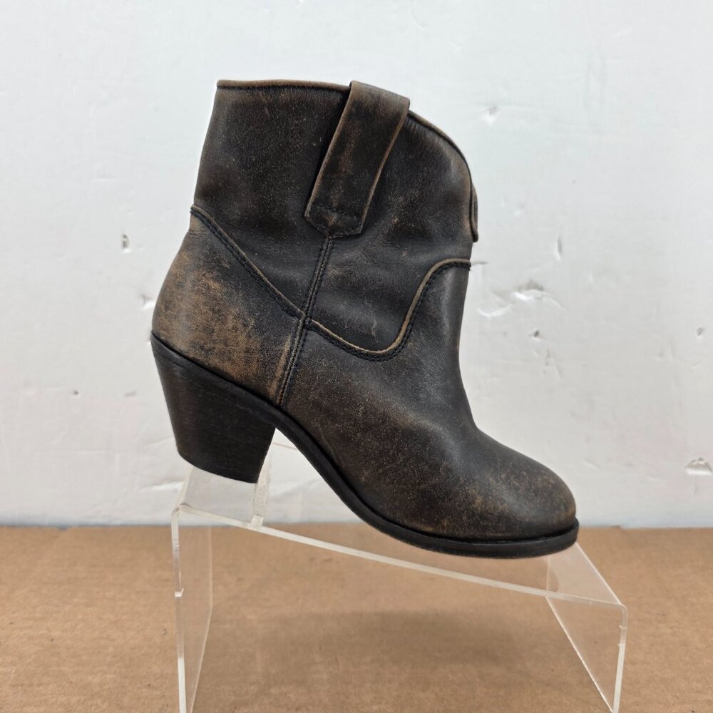 Corral Distressed Gray Leather Ankle Western Boots Women Size 8M Pull On Boho